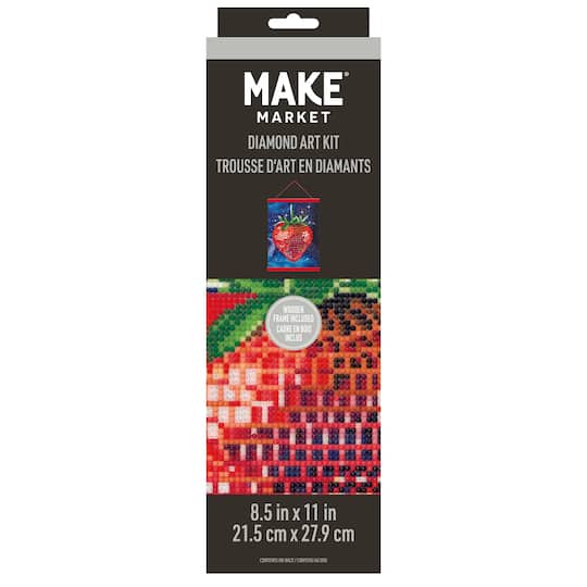 8.5" x 11" Strawberry Diamond Art Kit with Wooden Frame by Make Market®